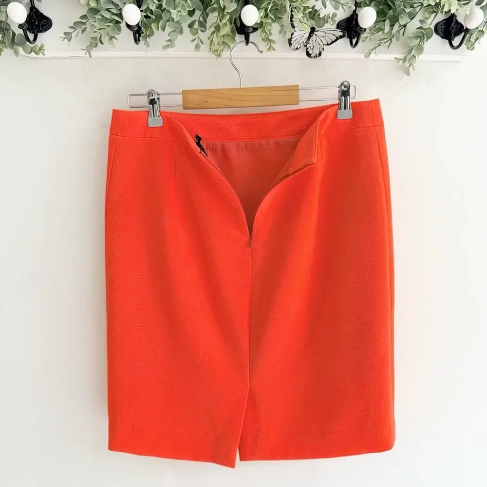 J Crew Women’s The Pencil Skirt Orange Lined Size 8 KD NWOT